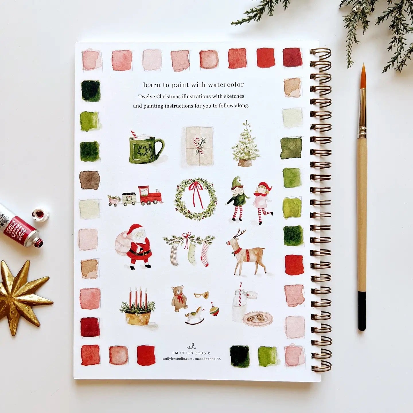 Emily Lex Watercolor Workbook - Christmas