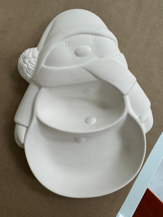 Snowman section dish