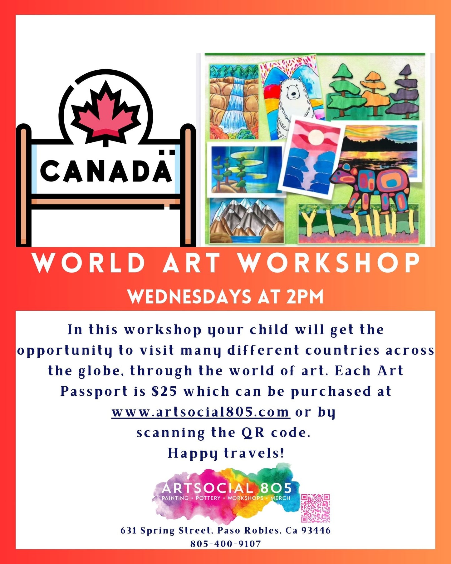 World Art Workshop for Kids at ArtSocial 805. Canada 9/25/24