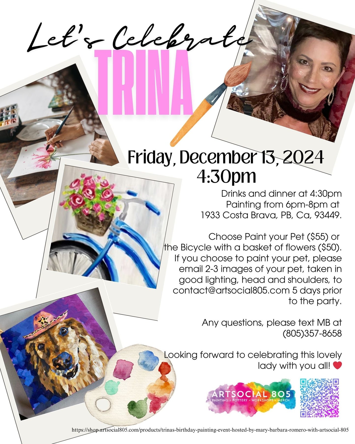 Trina's Birthday painting event hosted by Mary Barbara Romero with ArtSocial 805