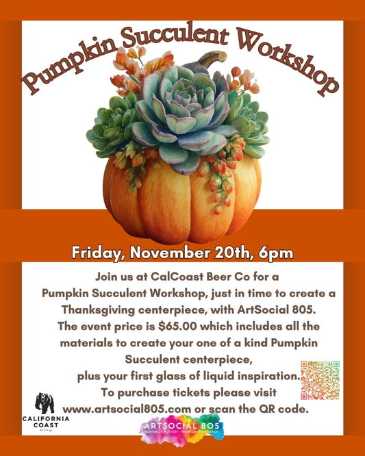 Pumpkin Succulent Centerpieces at California Coast Beer Company with ArtSocial 805