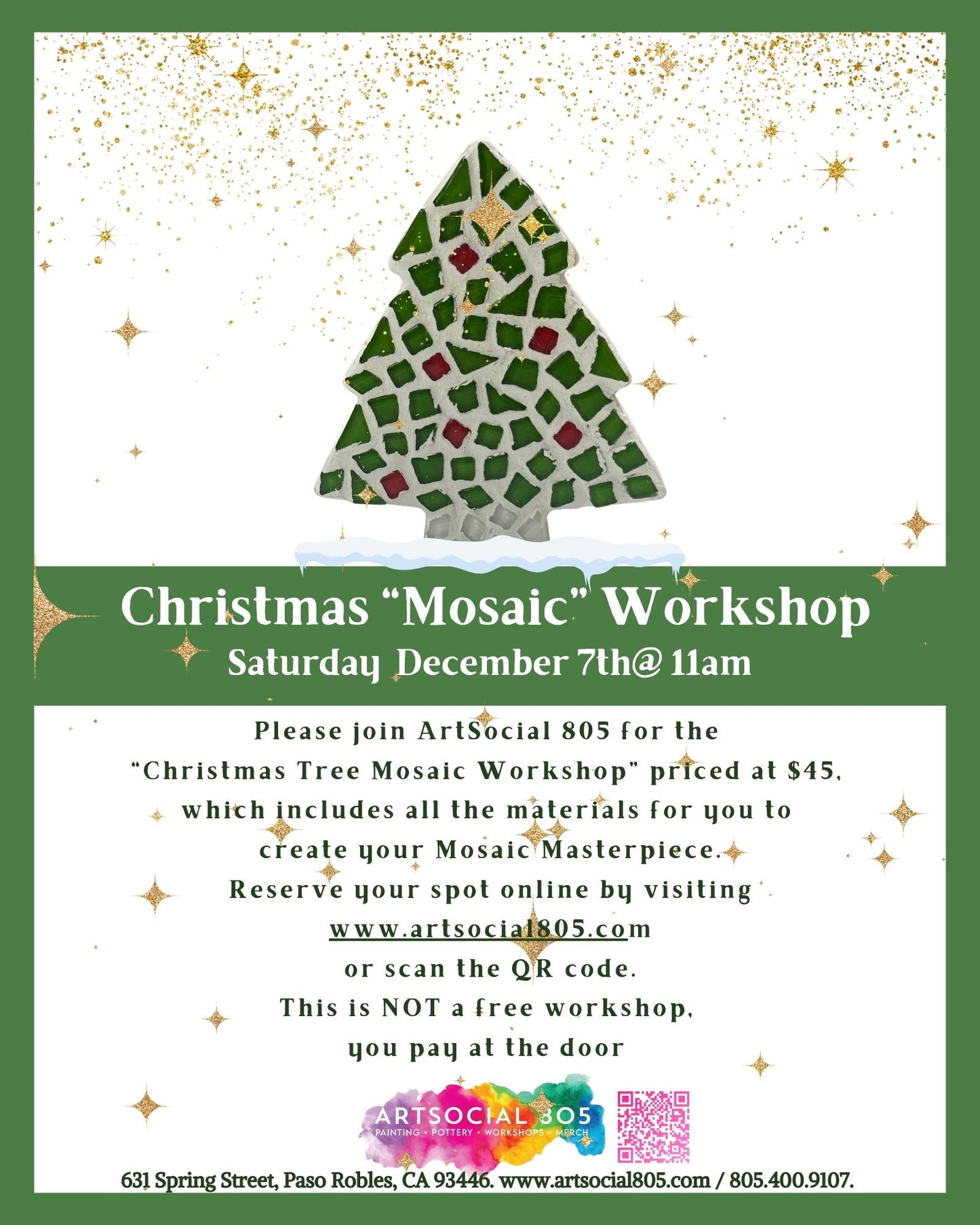 Christmas Tree Mosaic Workshop at ArtSocial 805