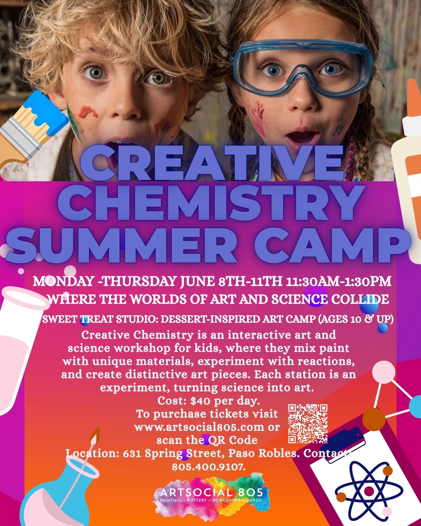 Ages 10 & Up Summer Art Camp "Creative Chemistry"