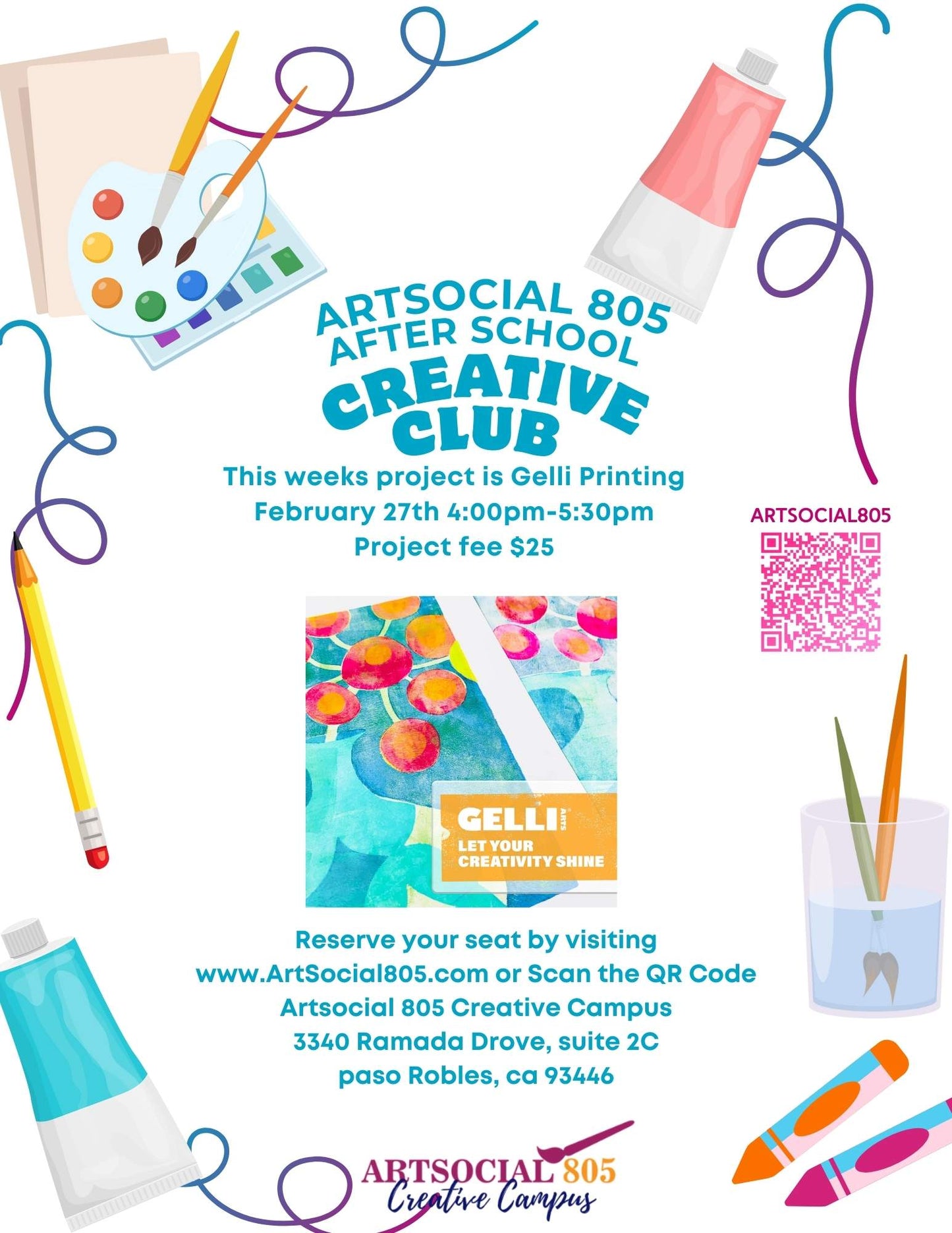 Gelli Printing at the Artsocial 805 After School Creative Club