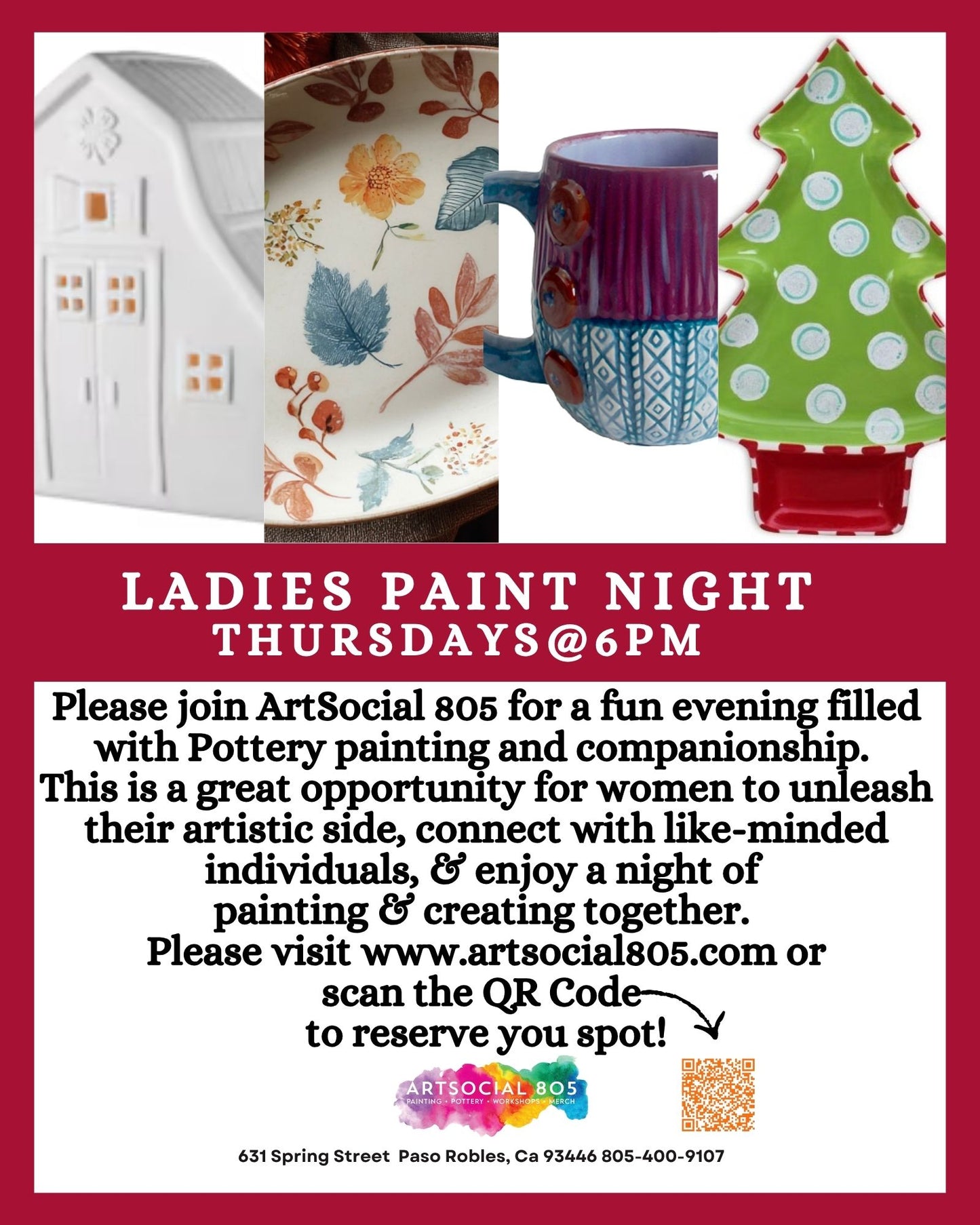 Ladies Night Pottery Painting at ArtSocial 805