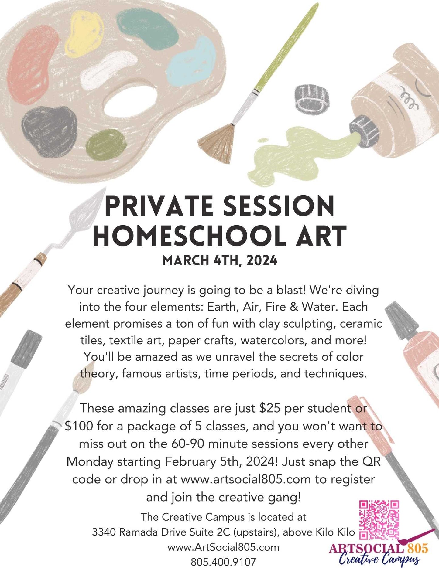 Private Home School Art Sessions at the ArtSocial 805 Creative Campus