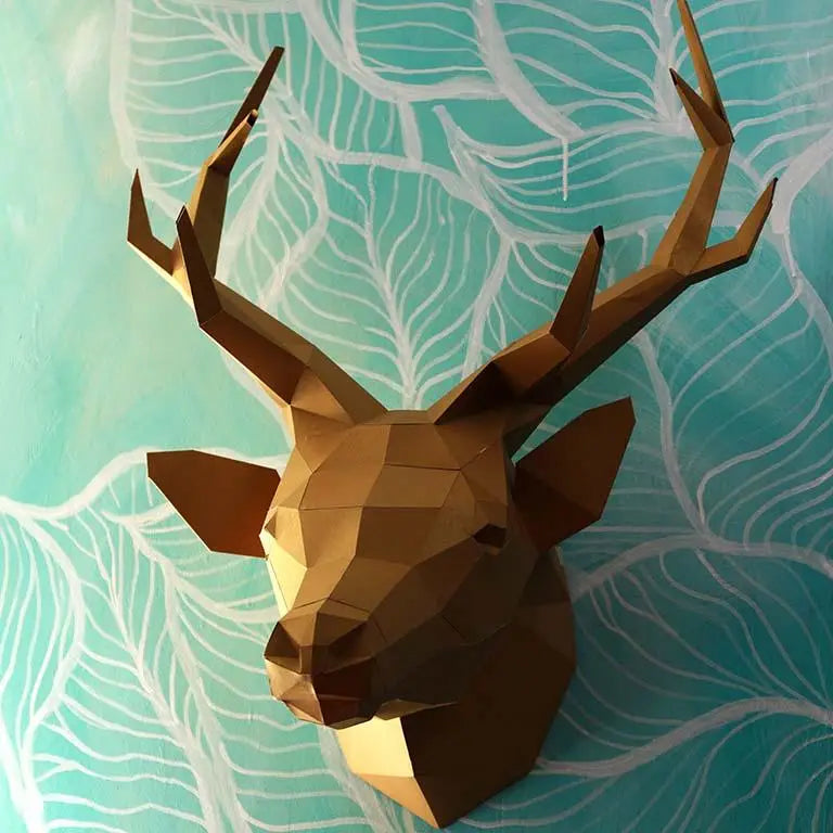 Gold Deer Head 3D Paper Craft