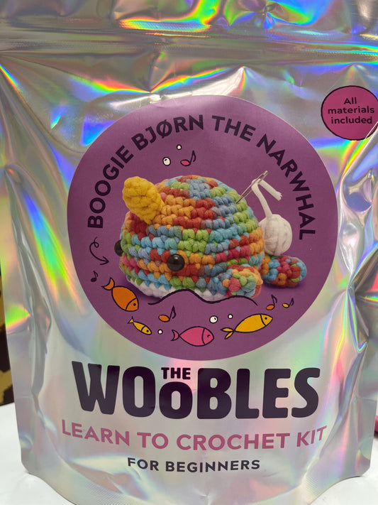 The Woobles "Boogie Bjorn The Rainbow Narwhal" Beginner Crochet Kit