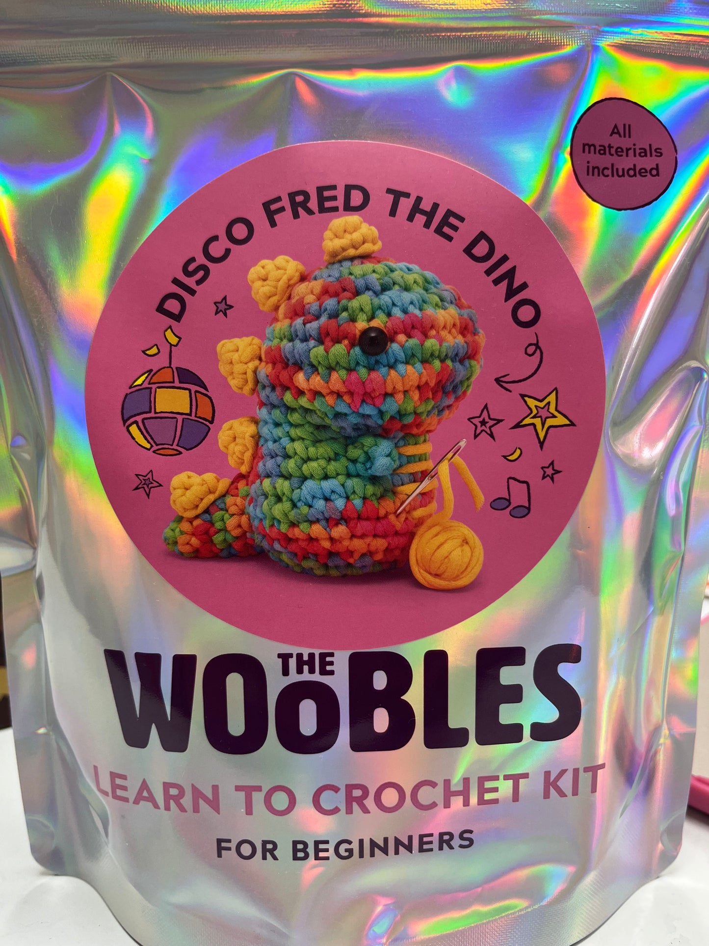 The Woobles "Fred the Rainbow Dinosaur" Beginner Crochet Kit