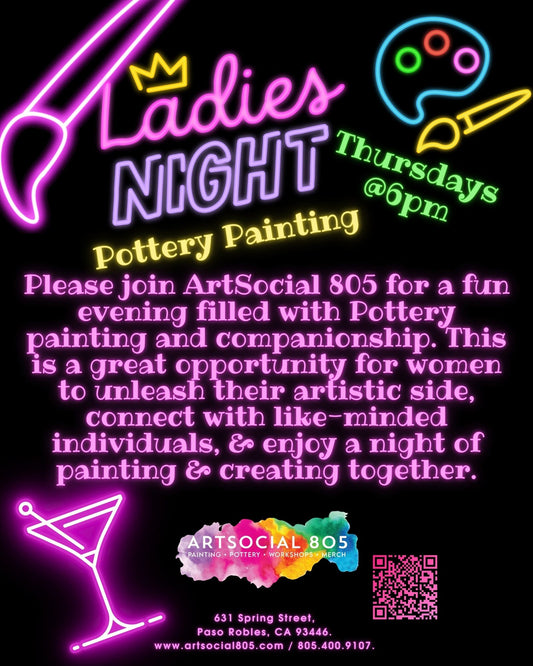 Ladies Night Pottery Painting @ ArtSocial 805 February 2025