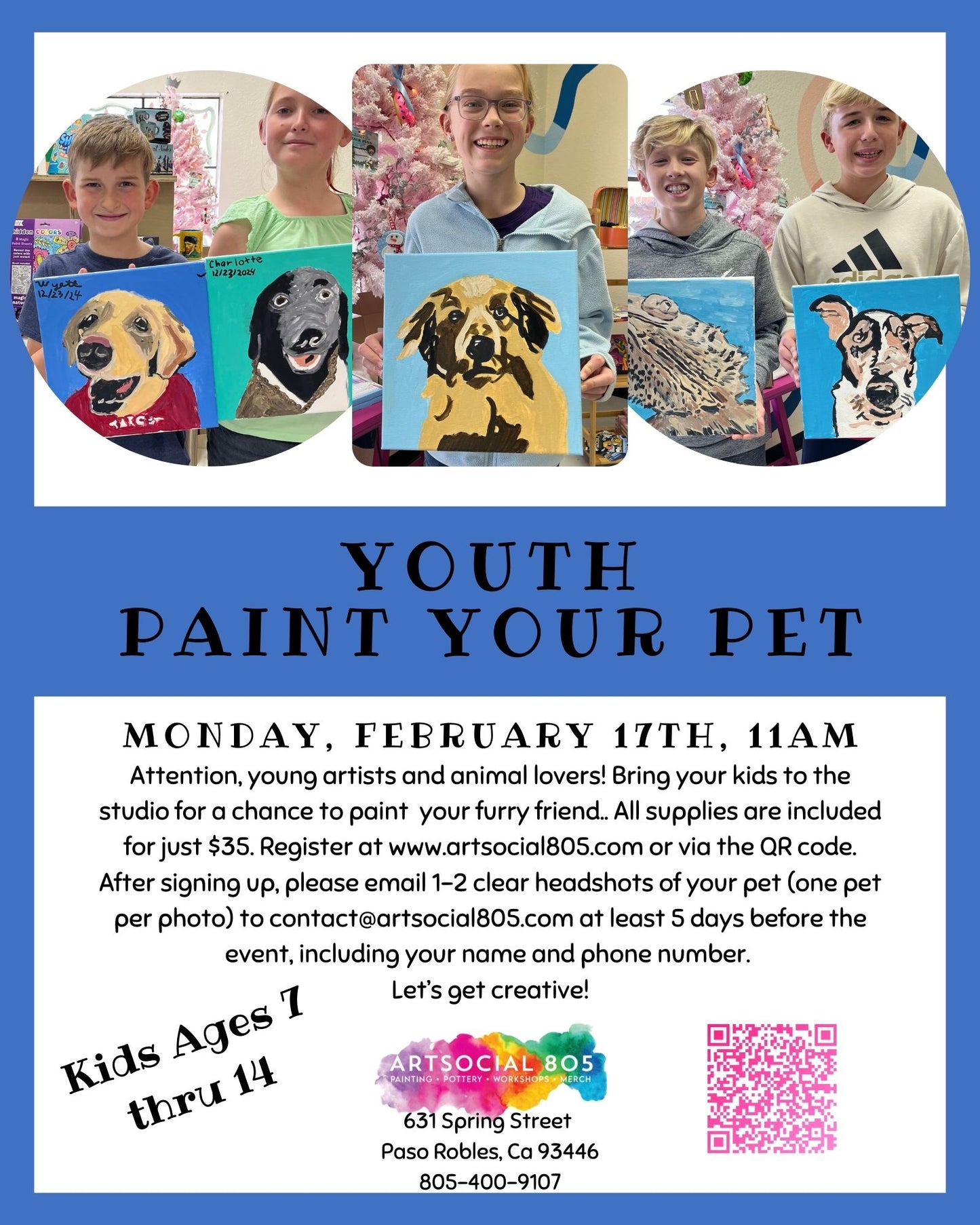 Kids "Paint Your Pet" at ArtSocial 805 February 2025