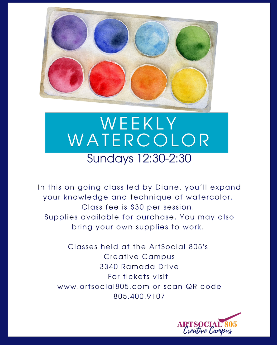 Weekly Watercolor sessions at Creative Campus!