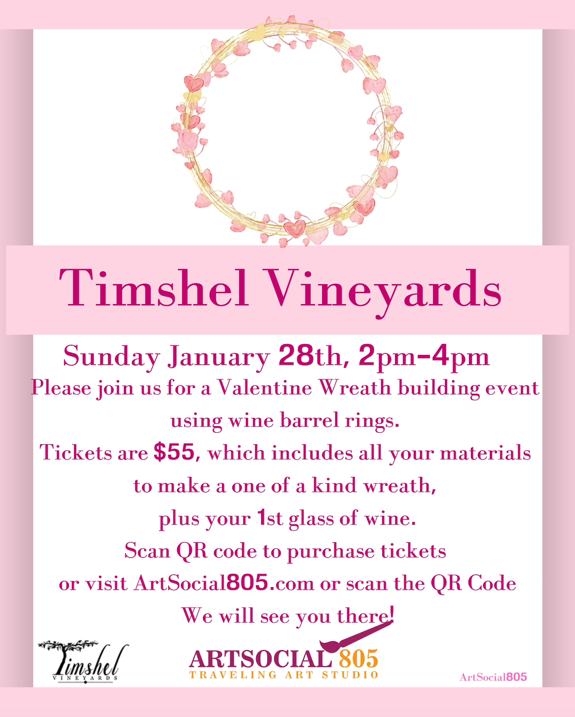 Timshel Vineyards Valentine Wine Barrel Ring Wreath Event