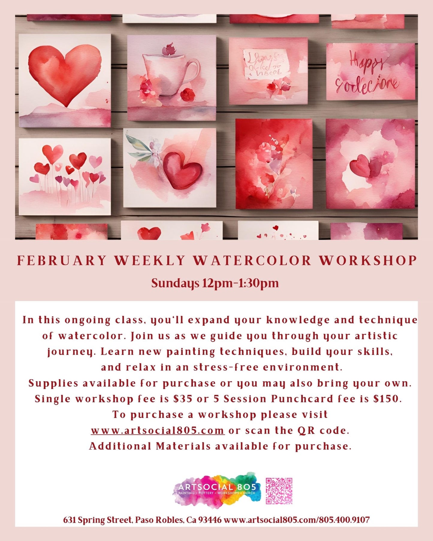 Weekly Watercolor Workshop at ArtSocial 805 February 2025