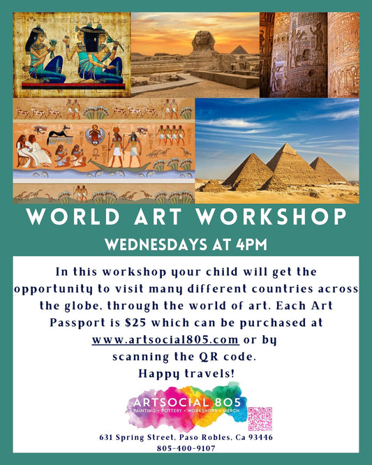 World Art Workshop for Kids at ArtSocial 805. Ancient Egypt 10-16-24