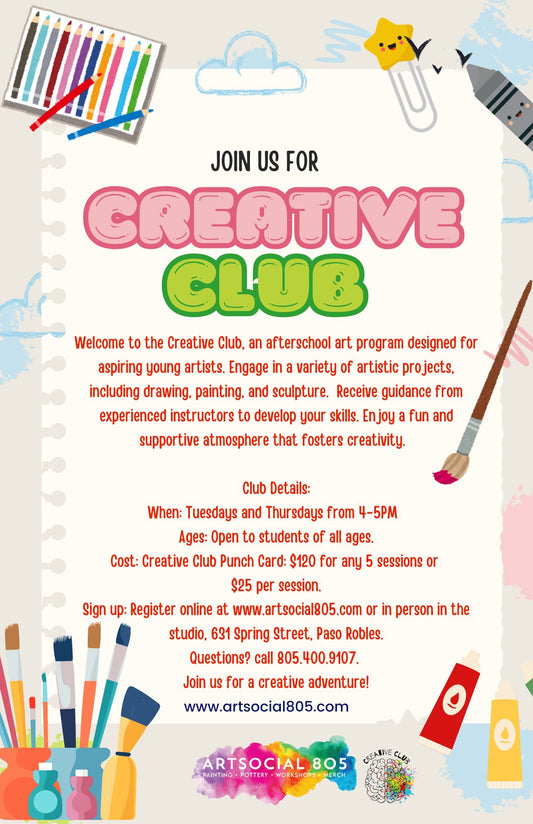 Kids Creative Club at ArtSocial 805 Tuesdays and Thursday